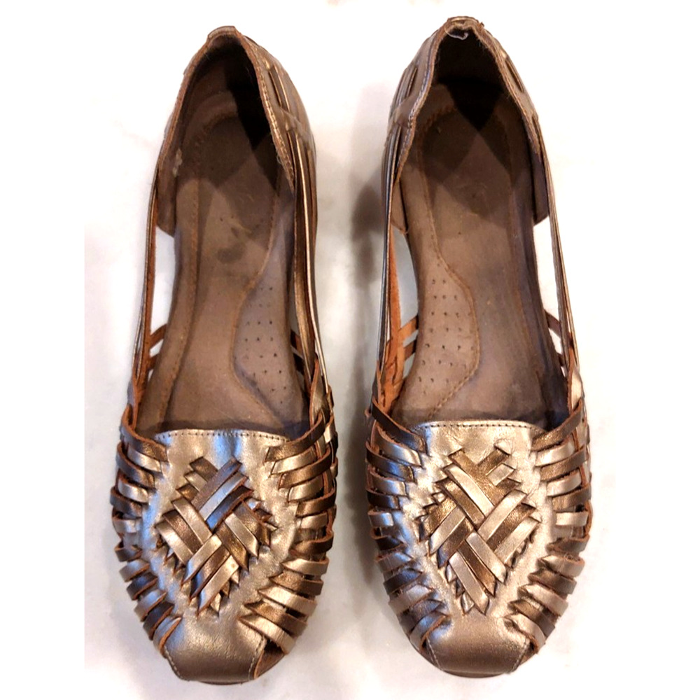 Natural Soul by Naturalizer Women's Flats-Gold & Brown Flats- SZ 8 M